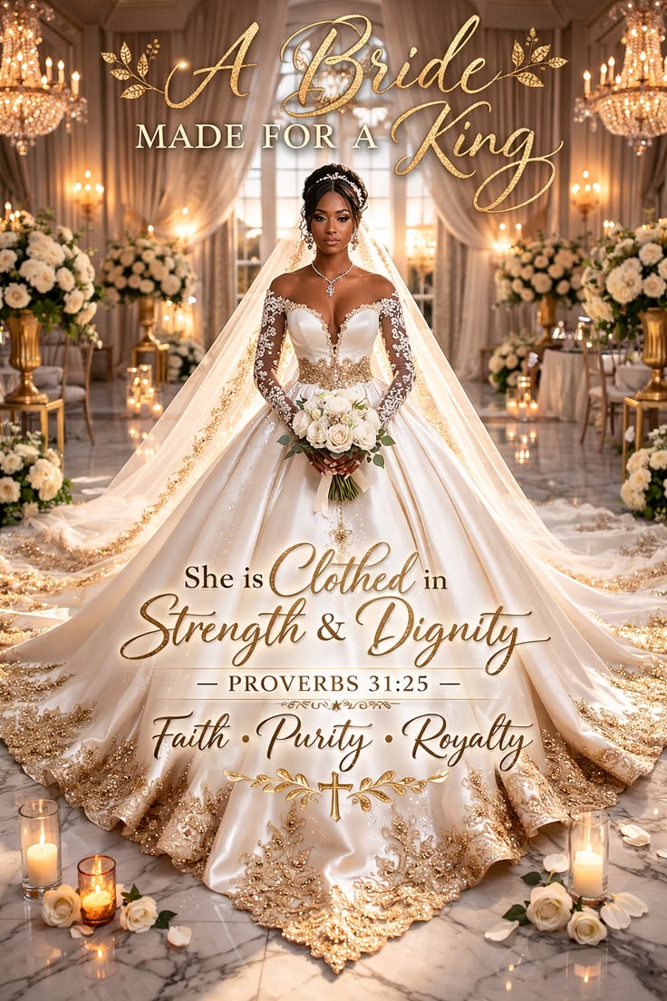 A Bride Made for a King — Proverbs 31:25 Bridal Faith Print | Black Bridal Wall Art Digital Download