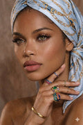 Golden Crowned — Head Wrap Royalty & Jeweled Glamour | Melanin Beauty Digital Art Print
