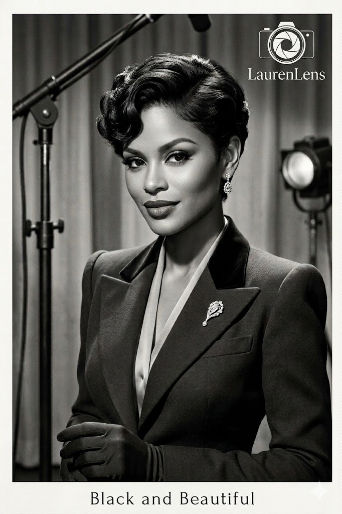 Black & Beautiful — Old Hollywood Glamour | Vintage Melanin Queen Digital Art Print