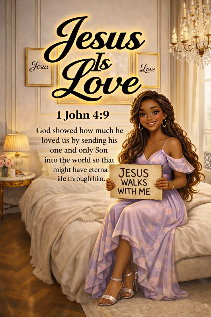 Jesus Is Love — 1 John 4:9 | Jesus Walks With Me Faith Art Digital Print