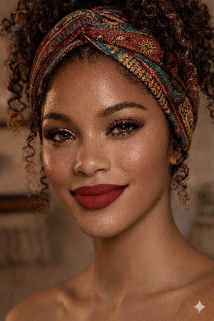 Title: Boho Soul — Natural Hair & Red Lip Glam | Melanin Beauty Digital Art Print