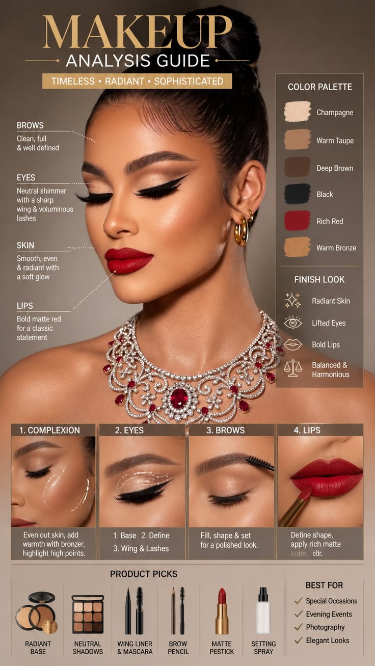 Makeup Analysis Guide — Timeless Radiant Sophisticated | Melanin Beauty Tutorial Digital Download